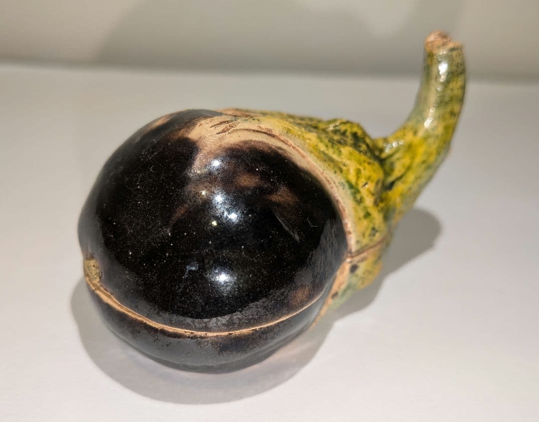 『佐々木二六』三代松柏庵　茄子割　香合　愛媛　二六焼　茶道具　共箱