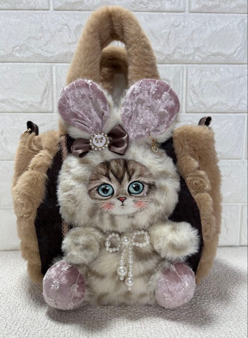 ゆ*ら様 コヤンイサムチョン　ファーバッグ　ベージュ　うさちゃん