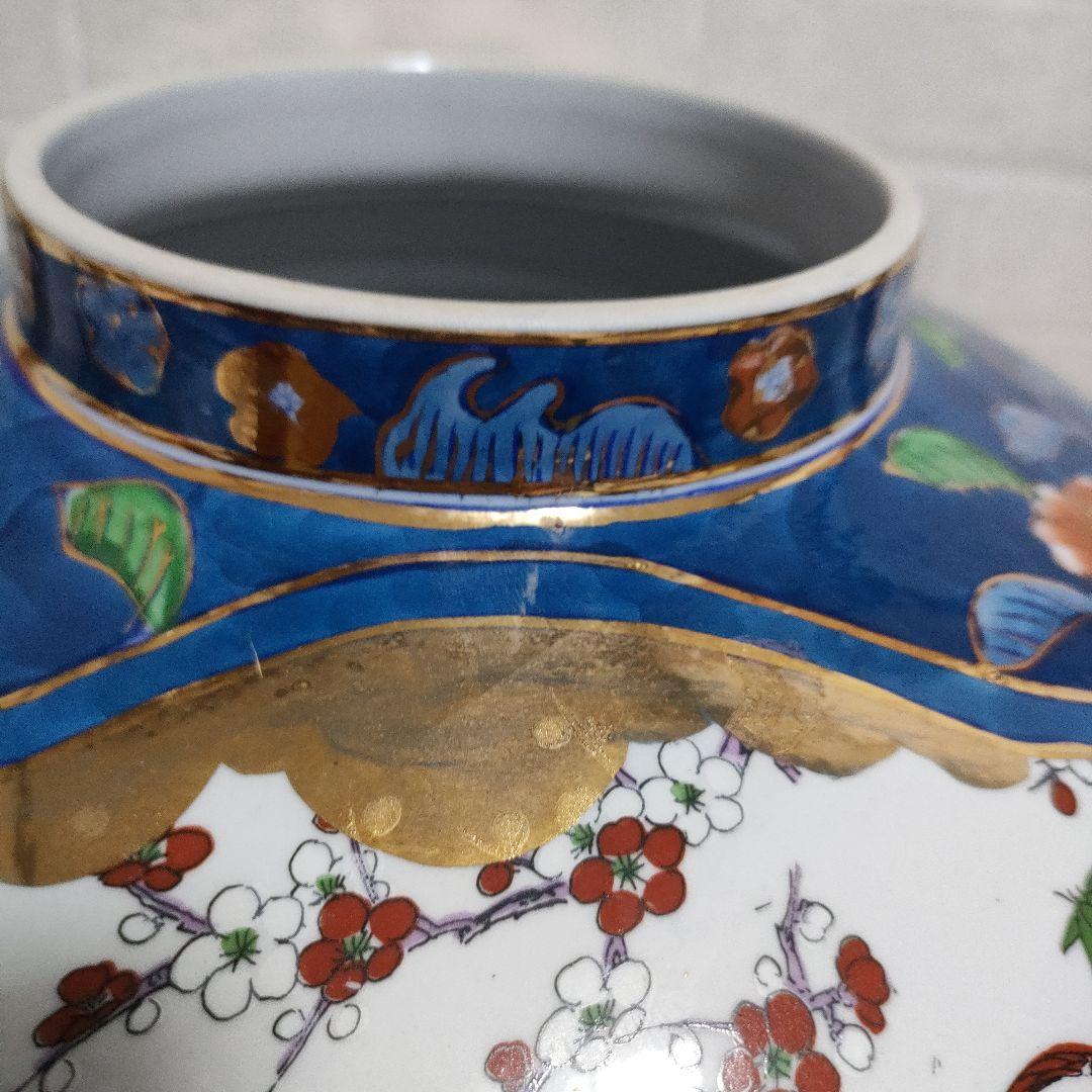 有田焼 古許窯 菊水作 孔雀雉絵図 沈香壺 飾壺 高さ50cm 古美術 骨董品